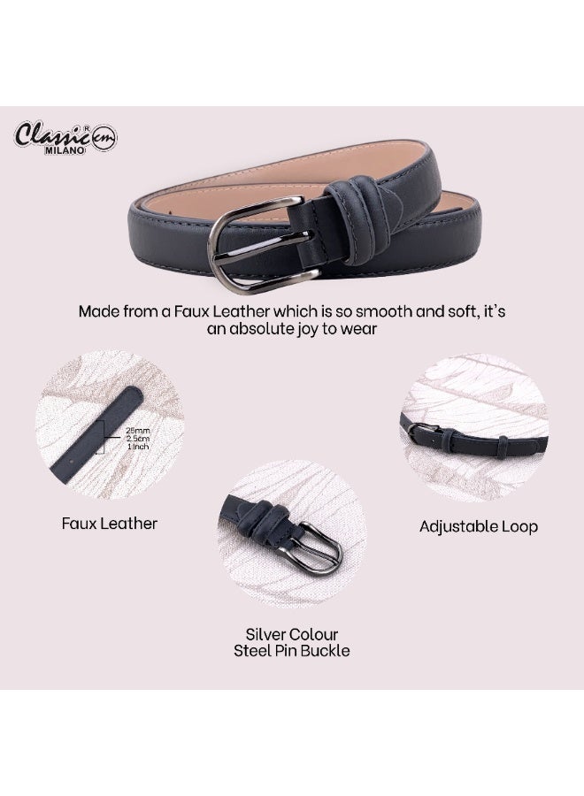 Classic Milano Women's Belt with Gift Box | Faux Leather Ladies Belt for Dresses, Jeans & Gowns | Stylish Womens Belt | Adjustable Girls Belt | Belt for Women with Elegant Buckle - Image 4